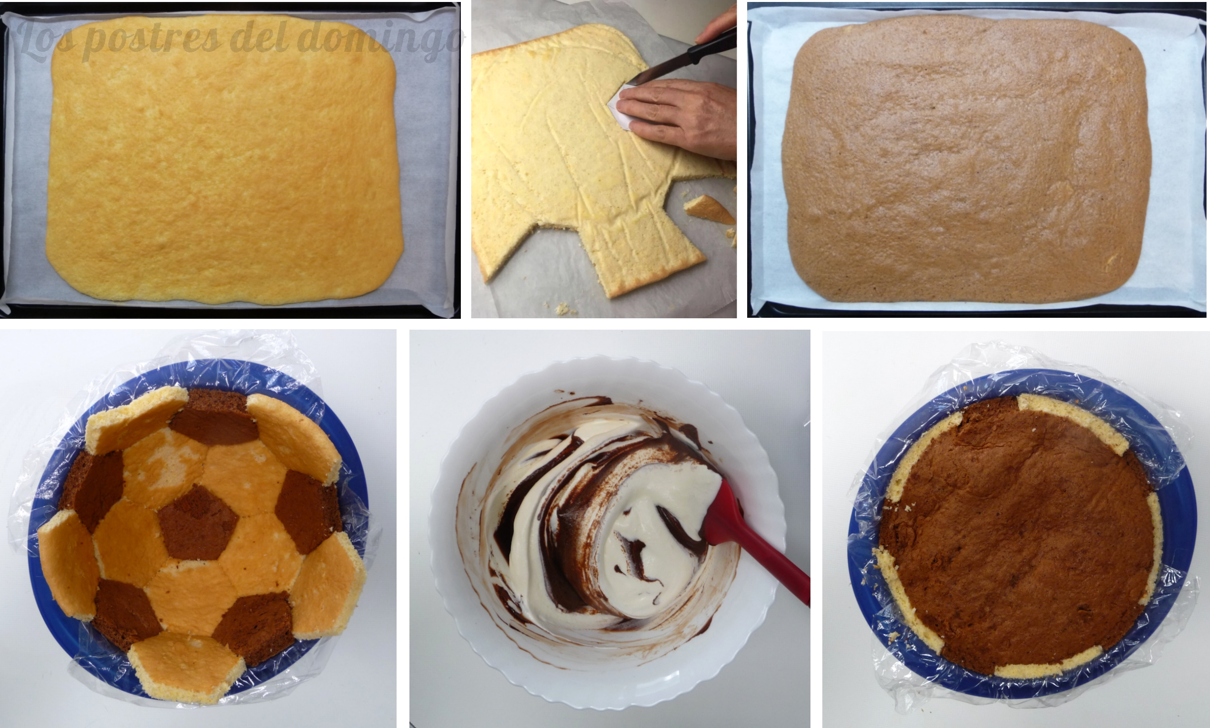 Tarta balón de fútbol montaje