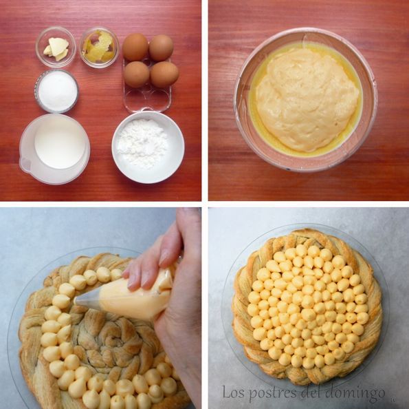espiral de hojaldre con crema y merengue_crema