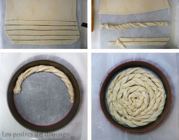 espiral de hojaldre con crema y merengue_montaje