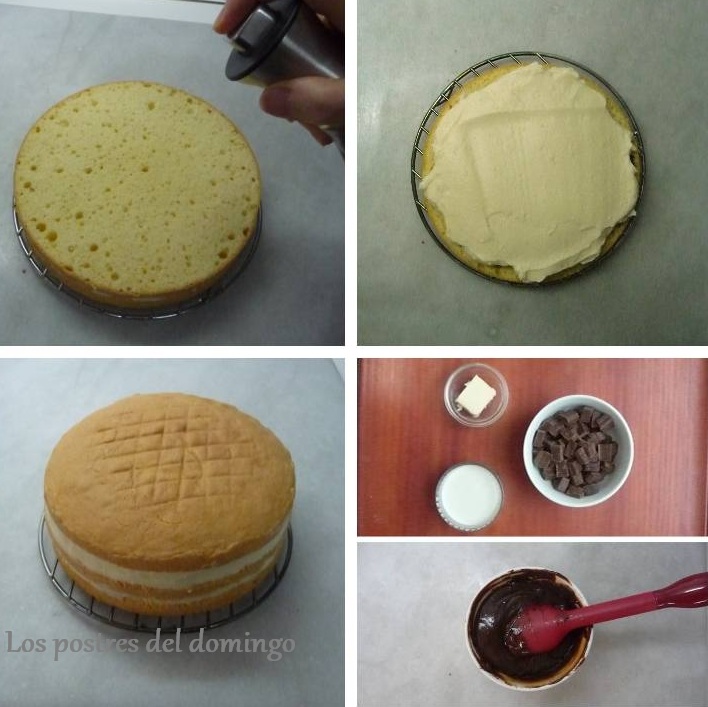 tarta de crema y chocolate con leche montaje